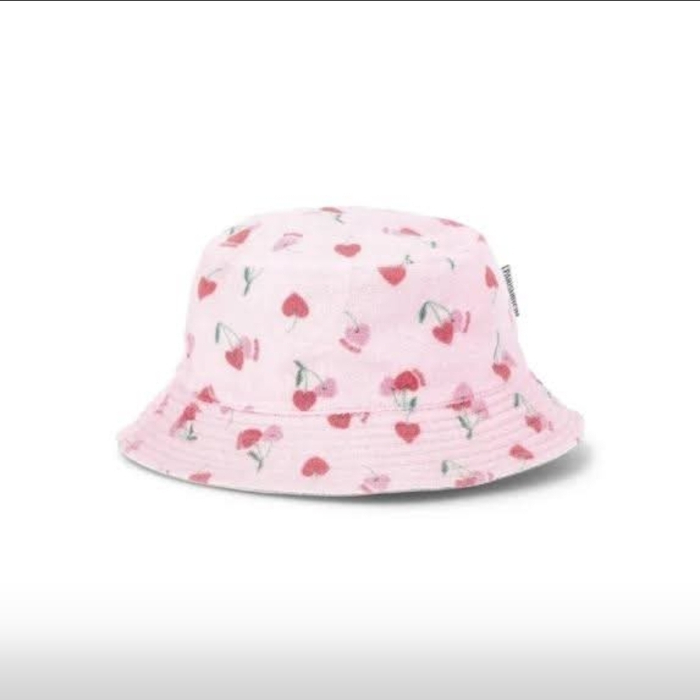 Pink Cherry Print Bucket Hat